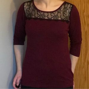 LAST CHANCE Express burgundy sweater with black lace